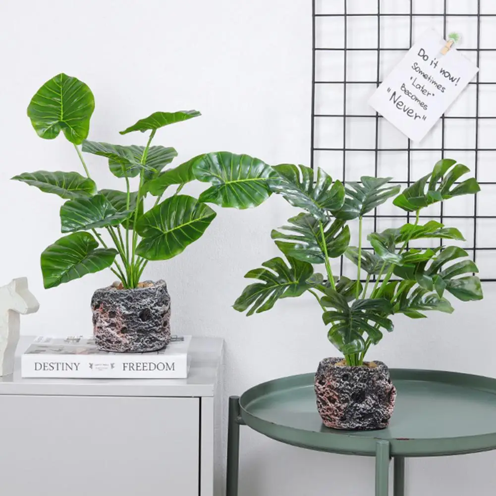 

Useful Realistic Vibrant Artificial Plastic Palm Plant Leaves for Home Artificial Bonsai Plant Fake Potted Plant