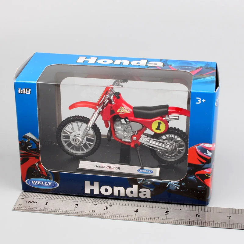 Kids Welly 1/18 Scale Honda CR250R CR Taiyo RC Edge Off Road Bike Motocross Motorcycle Model Diecasts & Toy Vehicles Dirt Racing images - 6