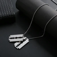 razor blade stainless steel charm necklace for women wholesale dainty steel necklaces dropshipping accept oem order