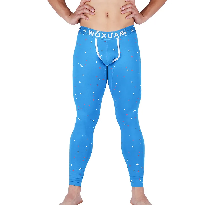 Мужские осенне зимние длинные штаны хлопковое термобелье брюки сексуальные