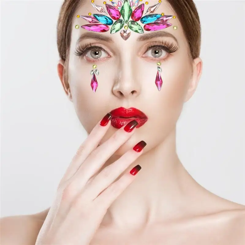 

4Pcs Acrylic Face Jewelry Face Crystal Decor Stickers Diamond Face Jewelry
