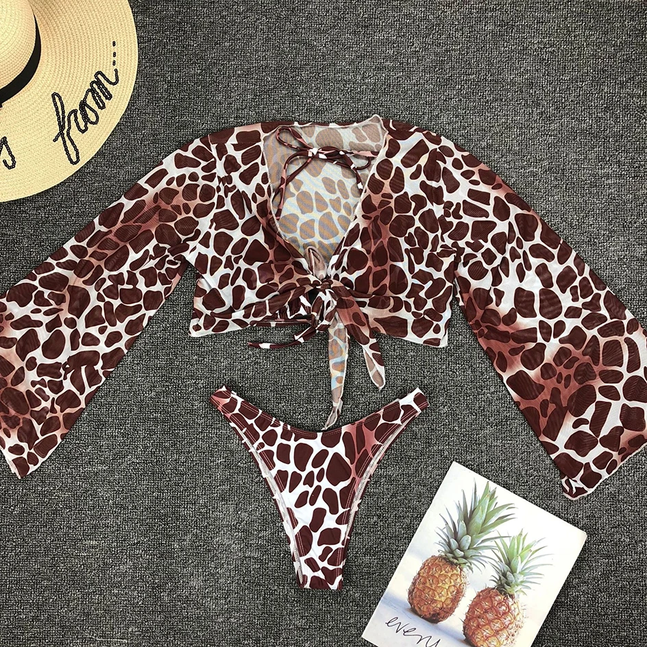 

Sexy Leopard Bikini Set Beach Cover up 2 Piece Set Women Swimwear 2020 Bikinis Swimming Wear for Woman Bathing Suit Swimsuits