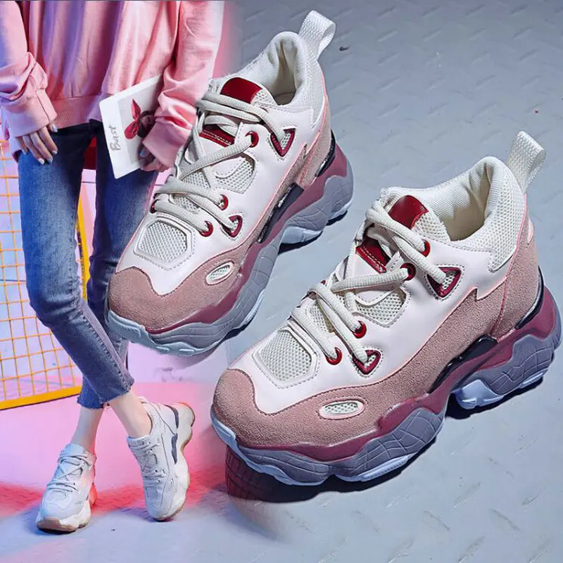 Tleni/Женская обувь на платформе, увеличивающая рост; Chaussure Femme; кроссовки; обувь из сетчатого материала; женская обувь на танкетке; спортивная обувь на высоком каблуке; ZD-205