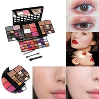 full makeup set include eye shadow palette blusher concealer contour highlight lipstick eyebrow powder brush cosmetic makeup kit