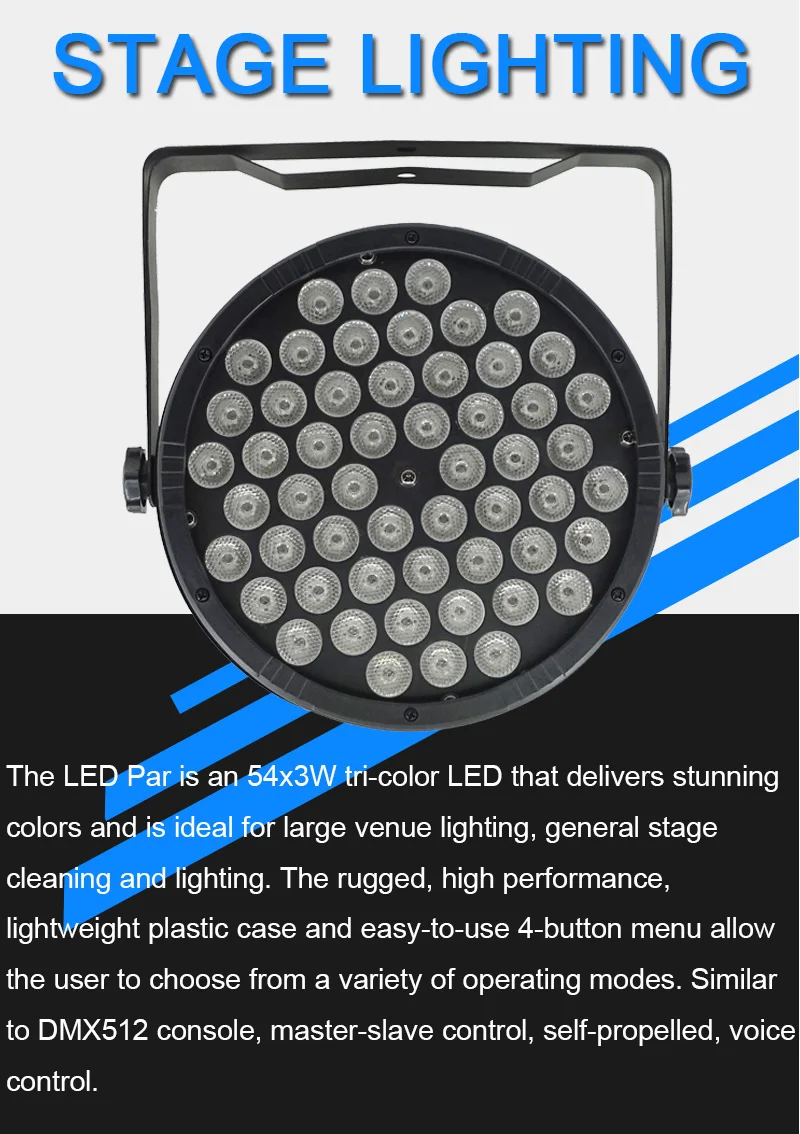 Светодиодный светильник s 54x3 Вт RGB 3в1 Par светодиодный 54*3 Вт светильник s Wash Disco светильник DMX 512 контроллер эффект сценический светильник