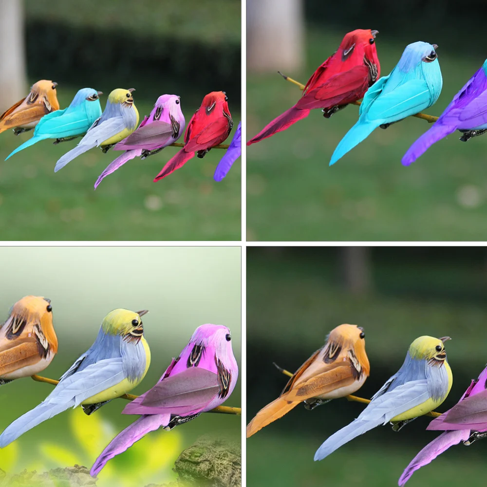 

6pcs Colorful Simulation Bird Emulation Birds Decor Garden Yard Ornament