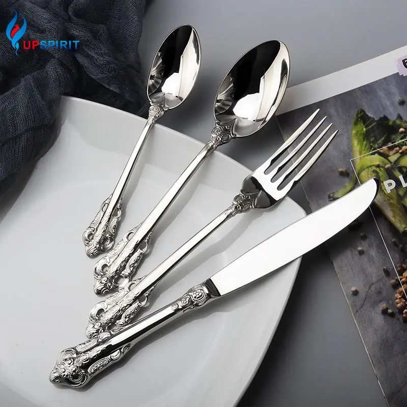 

Upspirit Набор столовых приборов из нержавеющей стали комплект из 4 16 штук столовых приборов в винтажном стиле с зеркалом вилка ложки столовые п...