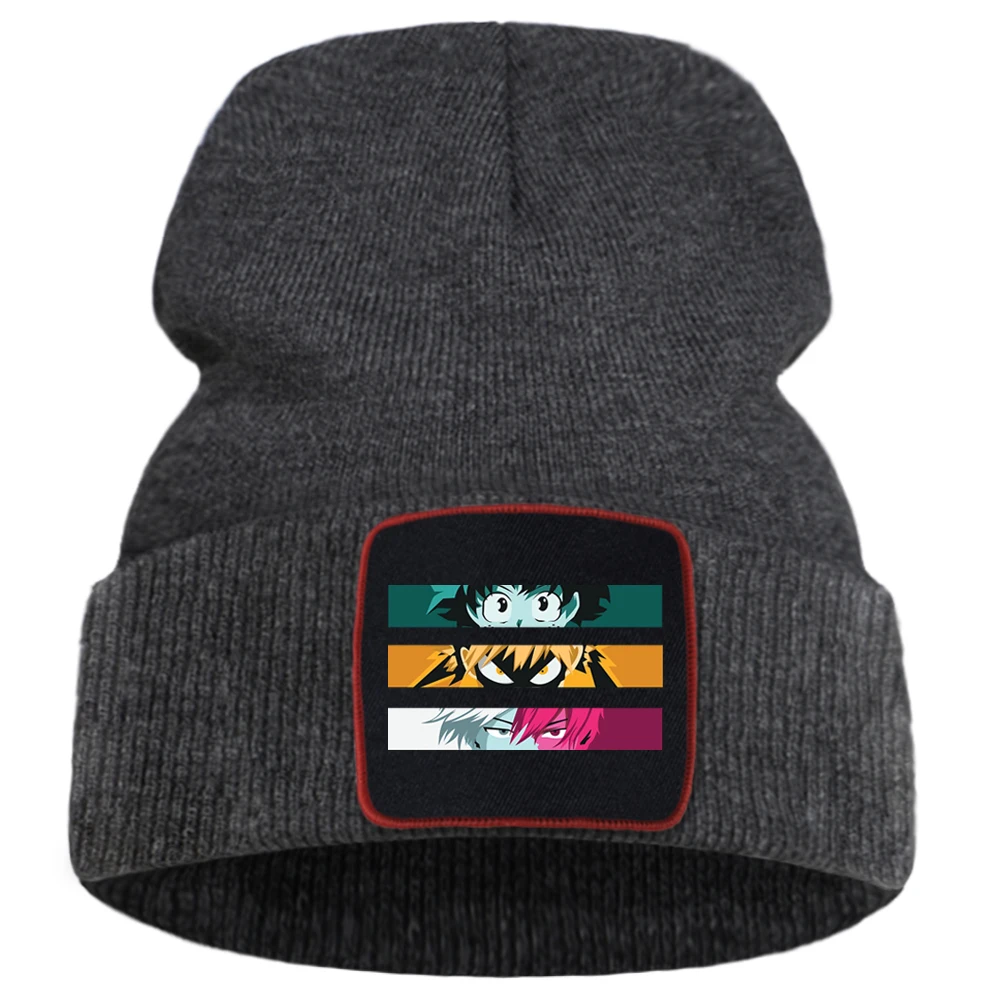 

Зимняя шапка с японским аниме принтом My Hero академия, уличная мода, теплые шапки, простые повседневные шапки унисекс, качественная удобная ша...