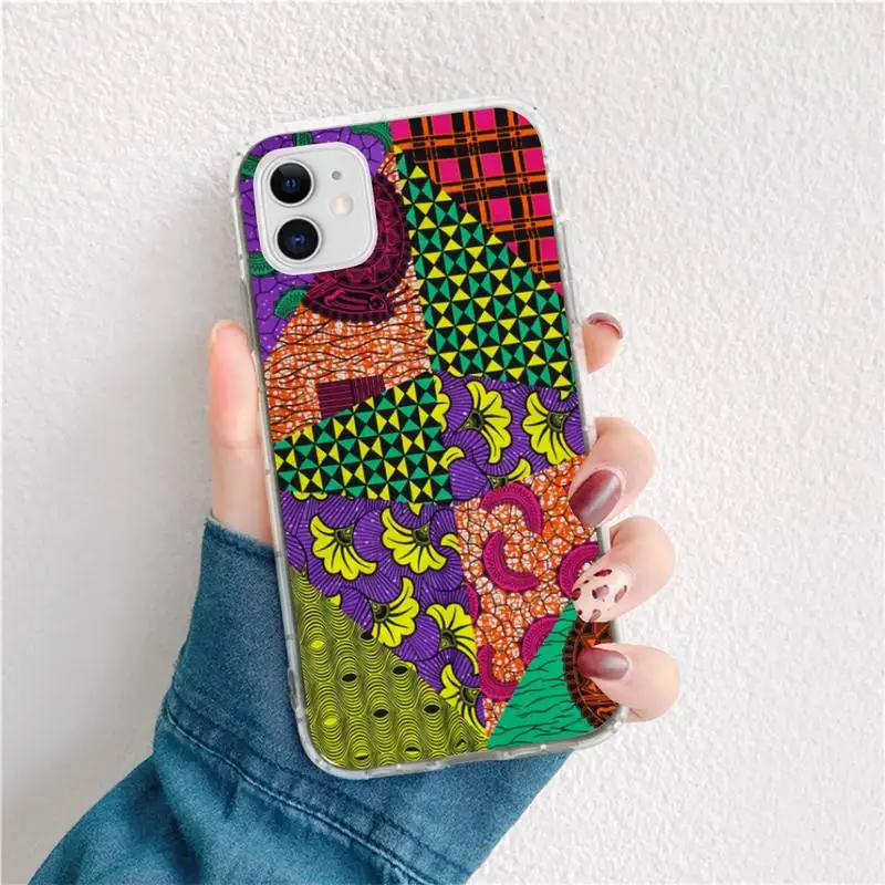

KPUSAGRT African style fabric print Phone Case for iphone 12 pro max 11 pro XS MAX 8 7 6 6S Plus X 5S SE 2020 XR cover