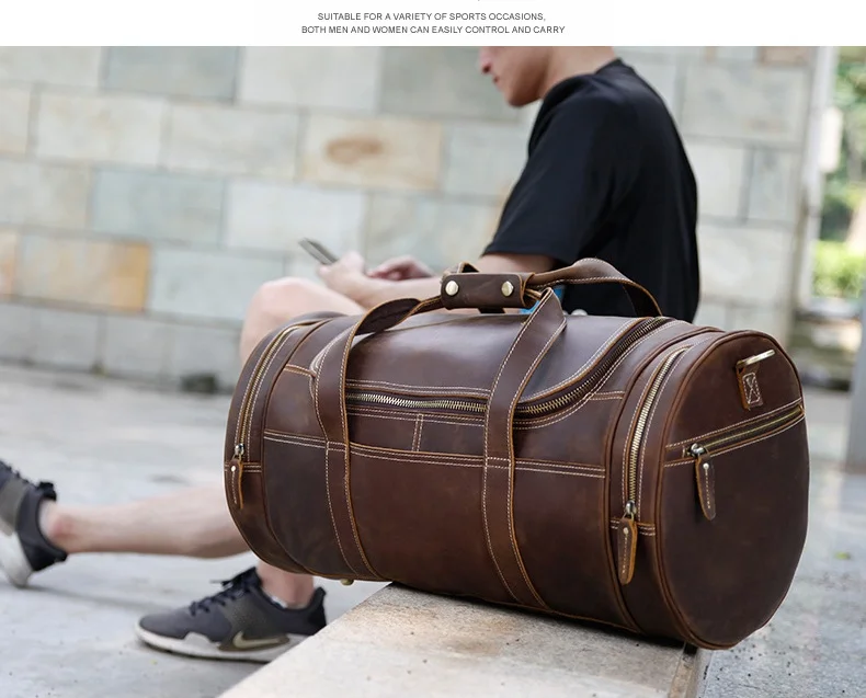 Мужская Дорожная сумка Luufan большая дорожная из натуральной кожи с круглым