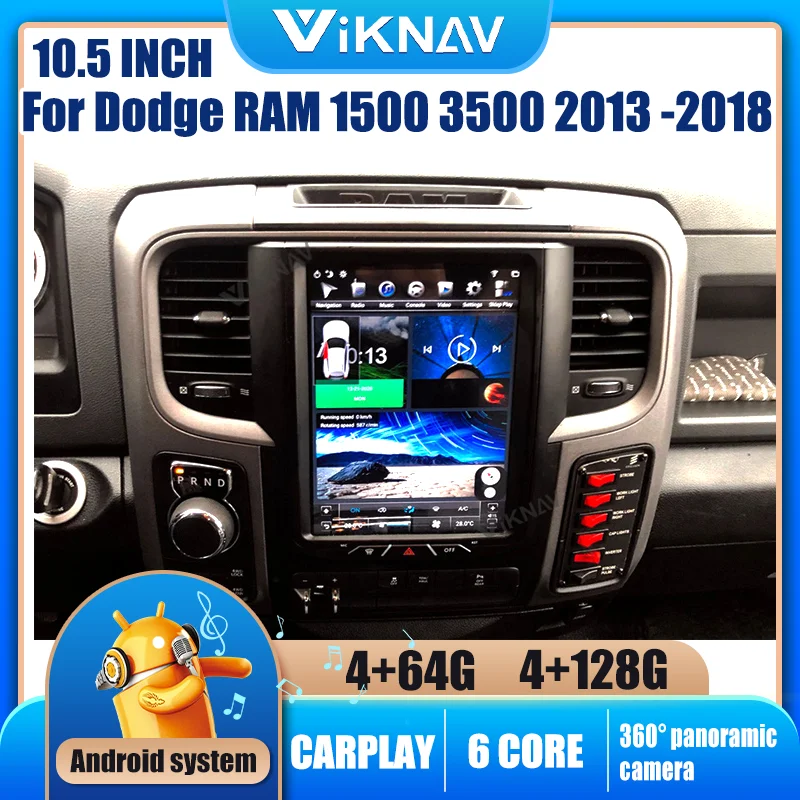 

Автомобильный радиоприемник 10,5 дюйма, 128 ГБ, Android для Dodge RAM 1500, 3500, 2013 -2018, автомобильный GPS-навигатор, аудио, головное устройство, стерео, радио,...