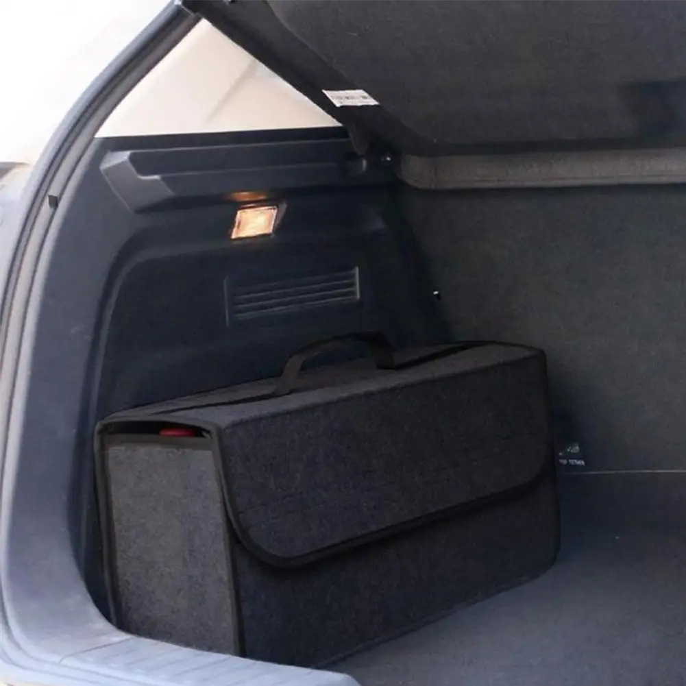 Portable Foldable Car Trunk Organizer Felt Cloth Storage Stowing Case Auto Interior Container Bags Tidying Car Trunk Storage Box
