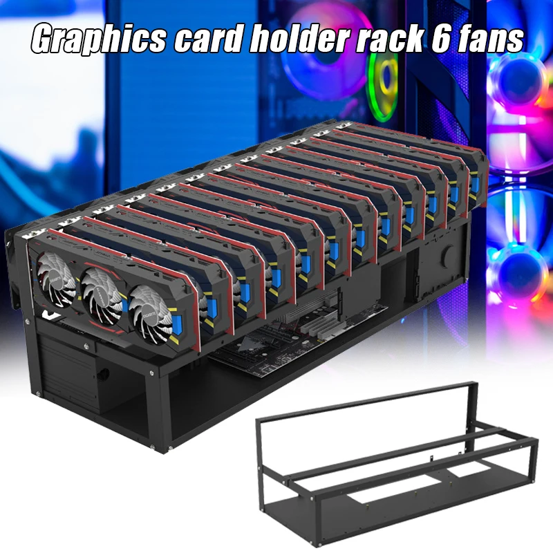 

Steel Open Air Miner Mining Frame Rig Case 6/8 GPU for Crypto Coin Currency Bitcoin Mining UU