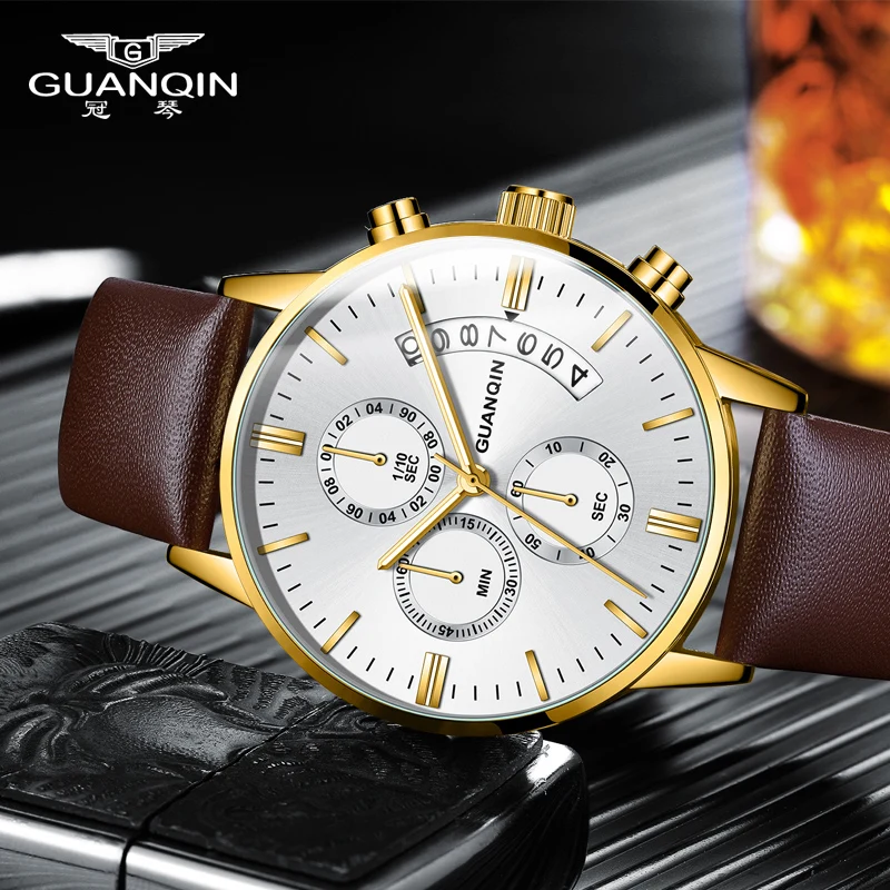 

GUANQIN Relogio Masculino Men Watches Top Brand Luxury Men's Fashion Casual Dress Watch Military Quartz Wristwatch Montre homme