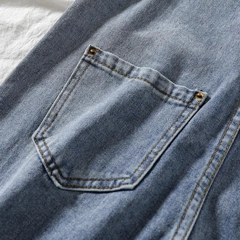 Комбинезоны женские джинсовые синие свободные прямые комбинезоны в Корейском