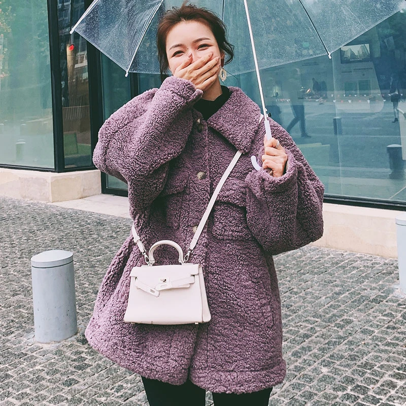 

Unua amo Plush Winter Jacket Women Warm Fleece Outerwear 2021 Korean Style Fashion Faux Fur Lambswool Coat Female LE00287A