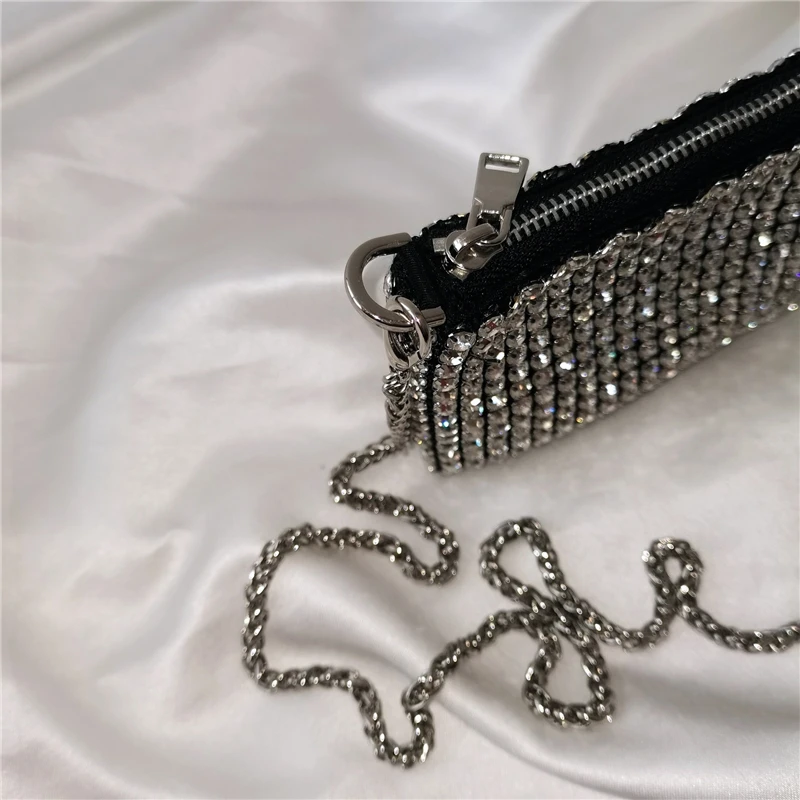

Embellished Mini Bag For Women Shiny Purses Diamante Crossbody Handbags With Chain Glitter Clutch For Lipsticks Torebka Damska