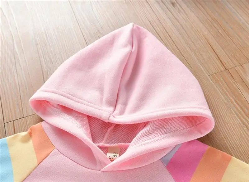 От 1 до 5 лет свитшоты для девочек толстовки с капюшоном маленьких Полосатое