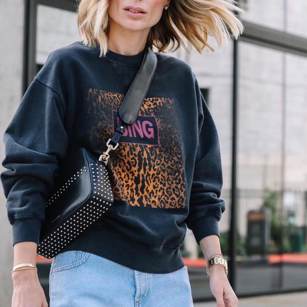 

Leopard Graphic Cotton Sweatshirt Women 2021 Autumn Winter Vintage Pullover Hoodies Tops Femme Fashion Sweatshirts Streetwear