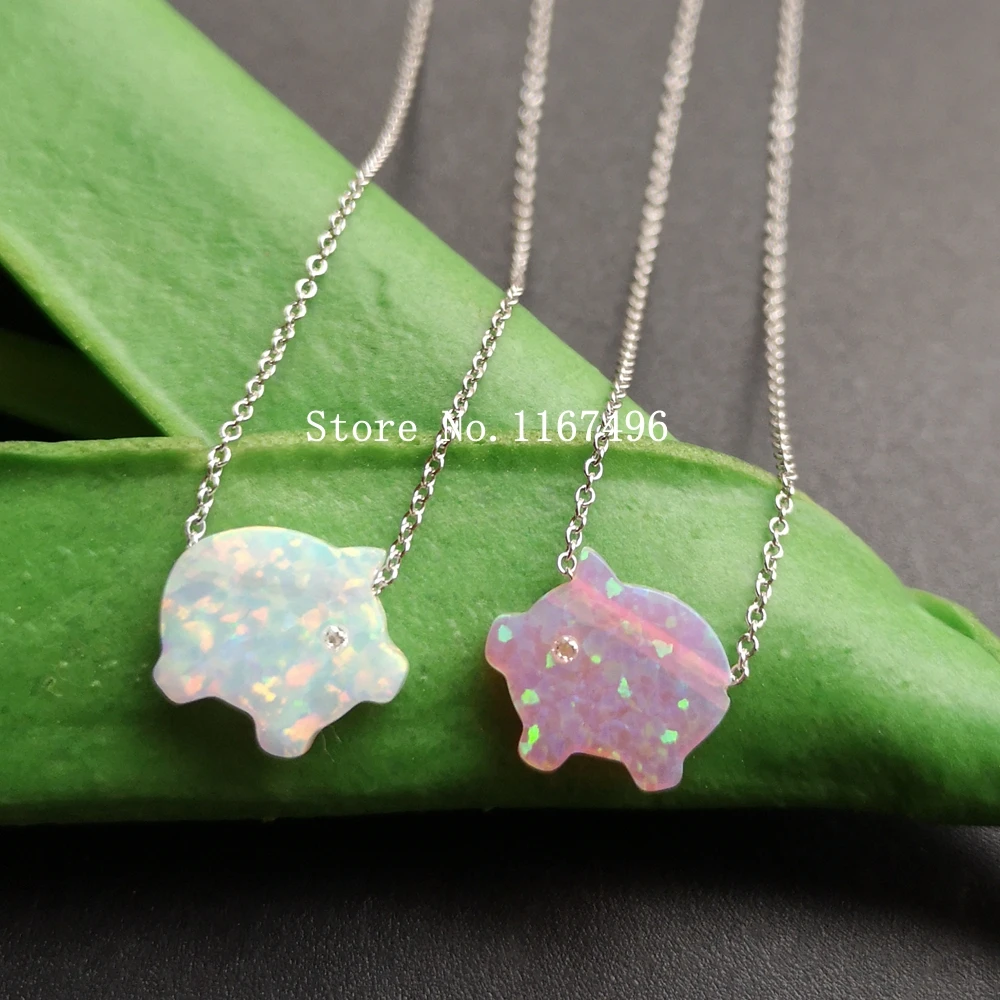 11x12 мм маленький розовый поросенок опал с фианитом для глаз Кулон Синтетический