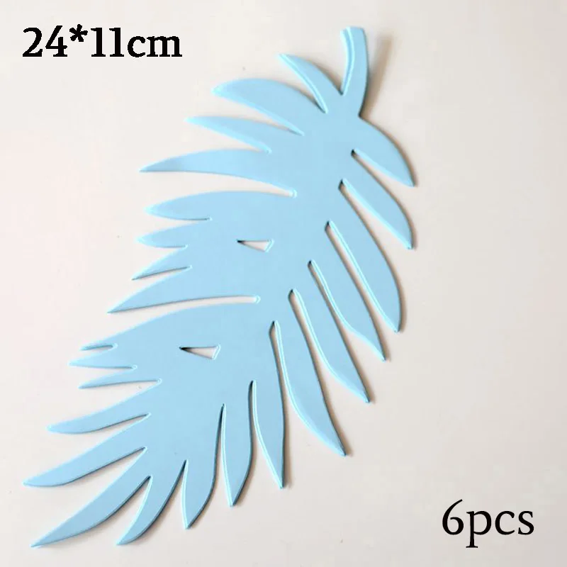 6pcs blue palm Золотые Цветы Листья баннер стены фон гигантская бумага поддельные лепестки роз баннер юбилей день рождения праздничные Свадебные украшения - Цвет: 6pcs blue palm