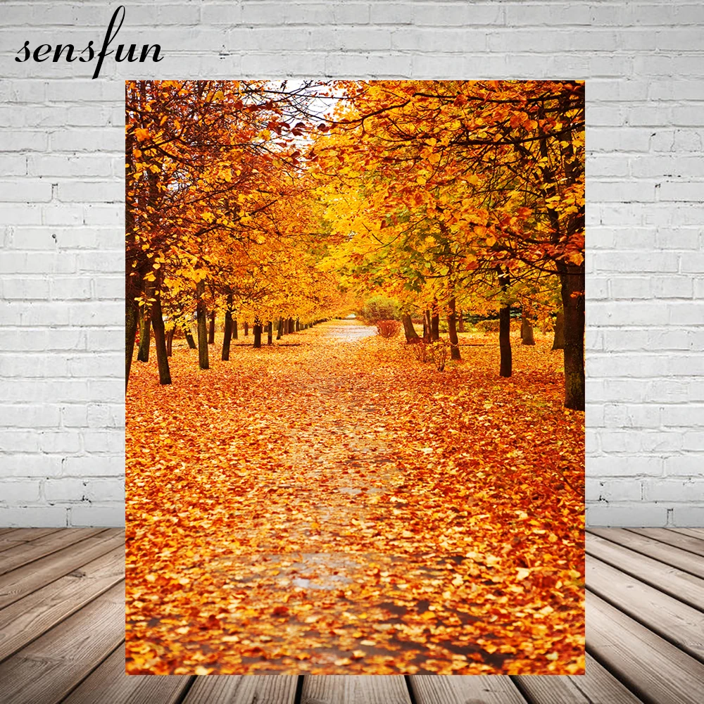 Sensfun Золотые желтые деревья осенние фоны для фотостудии опавшие листья День