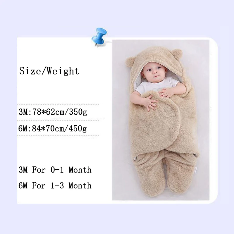 

Baby Sleeping Bag Newborn Cocoon Cotton Winter Soft Fluffy Fleece Sleepsack Newborn Receiving Blanket Baby Stroller Sleeping Bag