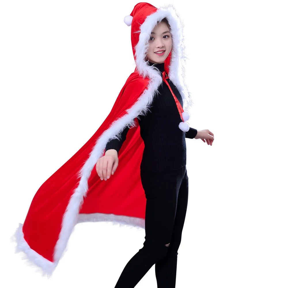 Большая шапка плащ Санты С Красным золотом Рождественская бархатная накидка с