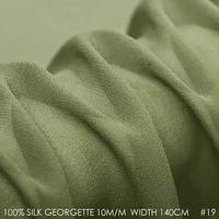 100 silk georgette fabric pure silk fabric 10 momme 140cm width wedding dress silk gauz fabric free shipping light olive 19