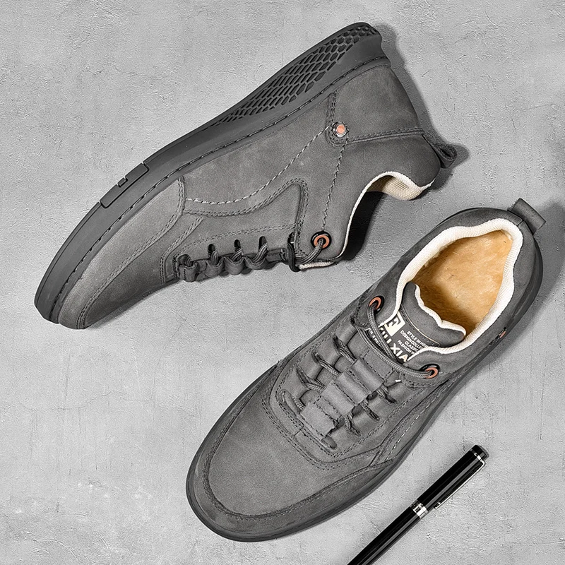 

Shoes Man Fashion Flats Lace-Up Oxfords outdoor woth fur warm winter shoes Sneakers plush Mens Shoes Zapatos De Hombre Homme