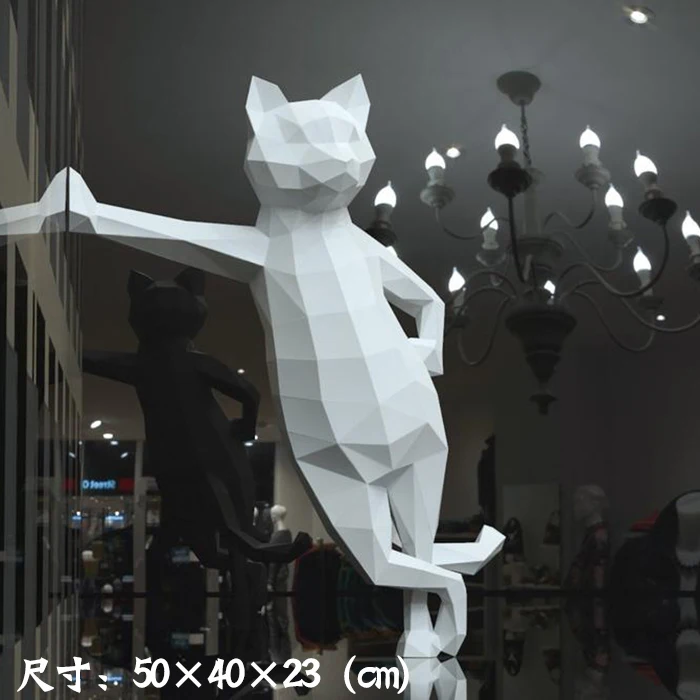Прекрасный кот 50 см бумага 3D DIY материал ручной творческий домашний декор реквизит#2090 ручная работа милые геометрические бумажные фигурки