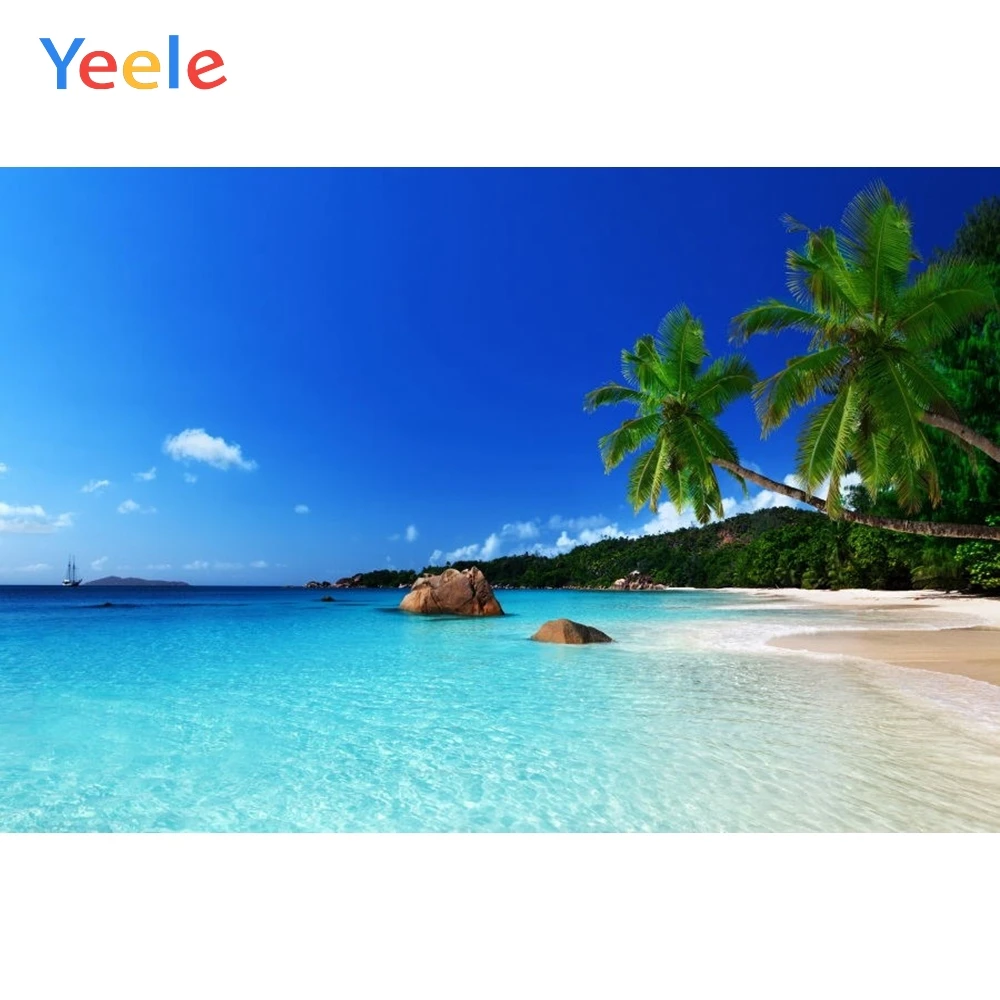 

Yeele Summer Seaside Palm Tree Sky Natural Scenery Photographic Background Custom Vinyl Photography Backdrops For Photo Studio