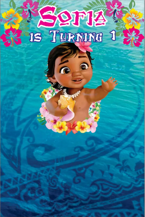 

5X7 футов милый Моана Maui Детский День Рождения Вечеринка персонализированный DIY пользовательский фото фон студия фоны винил 150 см X 220 см