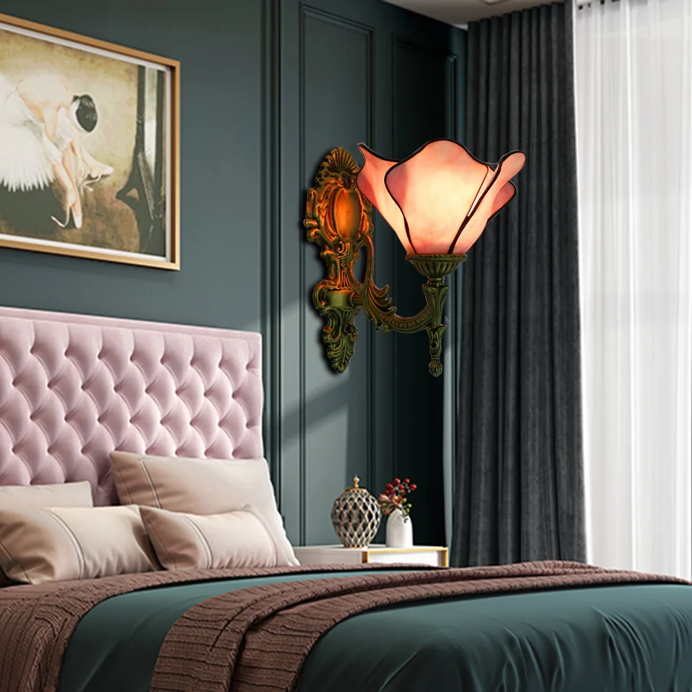 Artpad Европейская ретро витражная бабочка настенные светильники для спальни