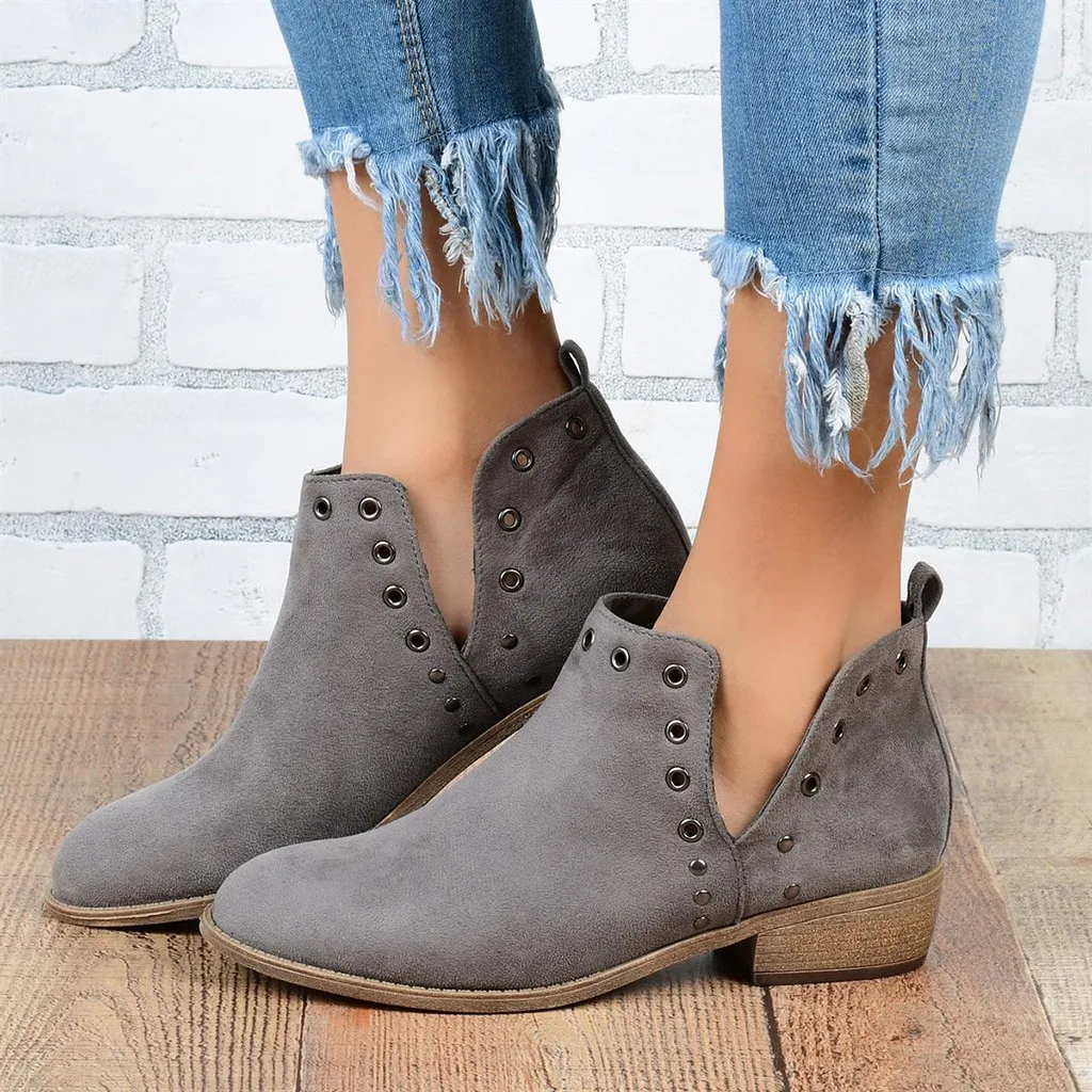 Обувь в римском стиле ретро Женские модные короткие ботинки с металлическими