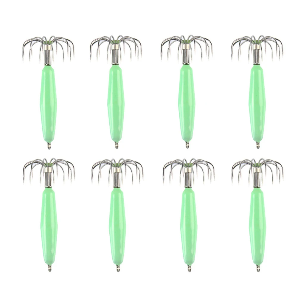

10Pcs Luminous Squid Jigs Hooks 12g16g18g25g35g45g Squid Baits 12 Needles Strong Glow Cuttlefish Fishing Lure Hook Bait Fishhook