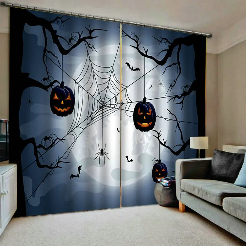 Хэллоуин украшения для дома затемненные 3D оконные шторы гостиной спальни cortinas