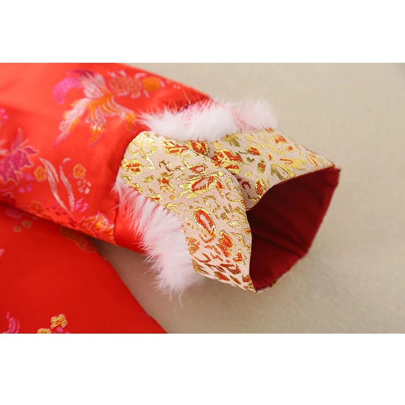 

Winter Chinese Traditional Dress For Girls China Princess Cheongsam New Year Outfit Red Pink Hnafu Tang Suit Qing Dynasty