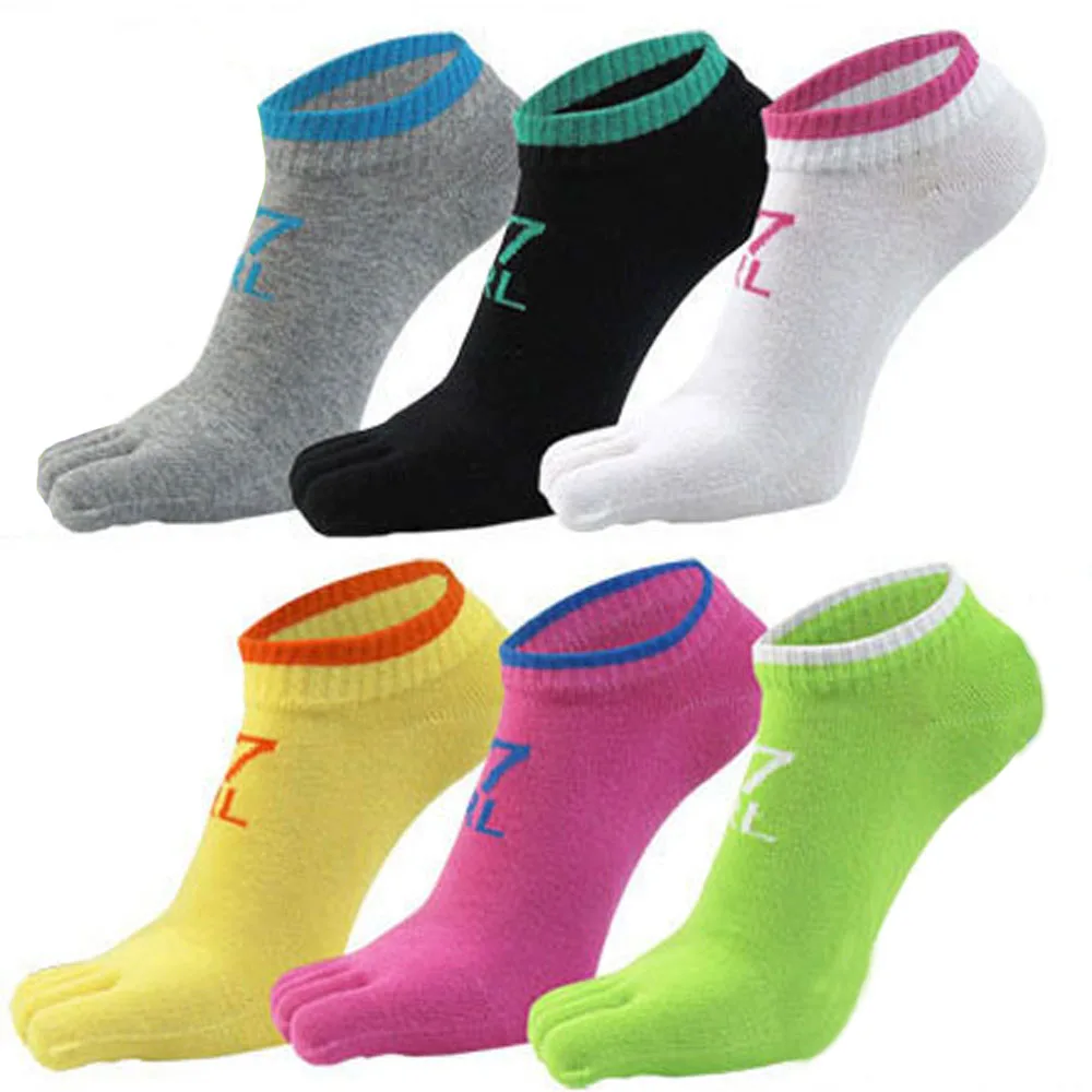 

New Woman Girl No Show Five Finger Ankle Socks Cotton Colorful Dots Cute Young Casual Boat Socks With Toes EU 35-39 Hot Sell