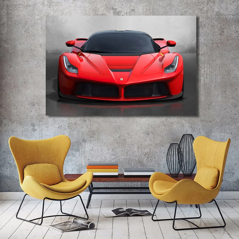 Феррари Laferrari красный автомобиль суперкар вид спереди настенные художественные