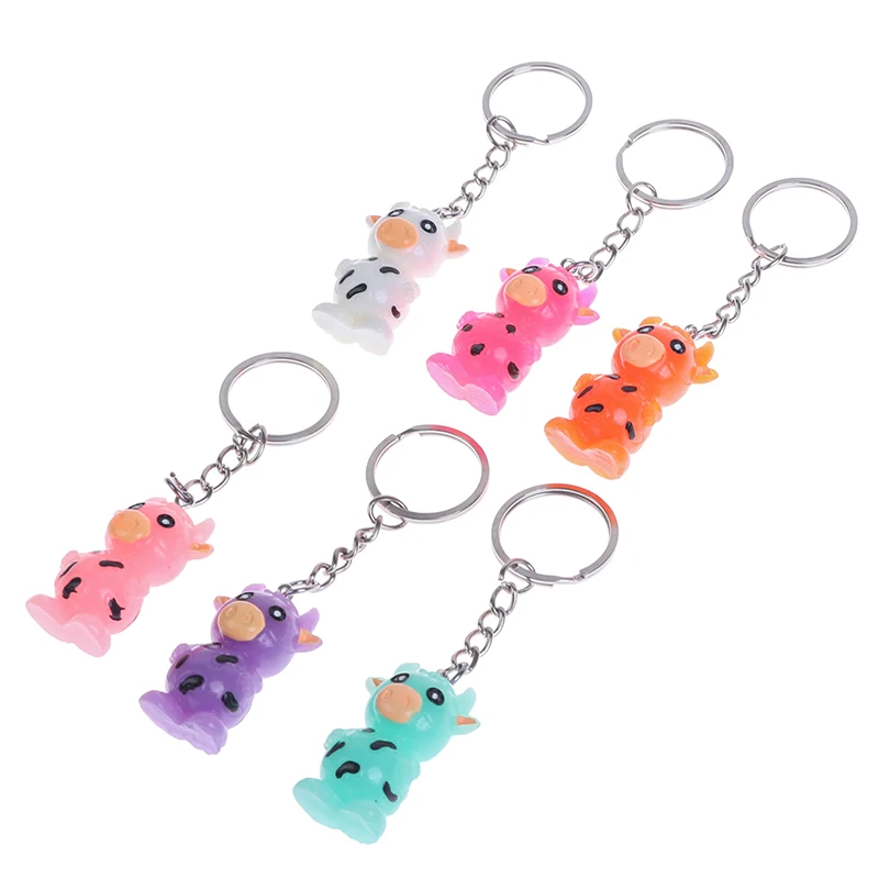 

Lovely Cute Cow Doll Keychain Cartoon Dairy Car Key Chain Girl Bag Pendant Accessories Keyring