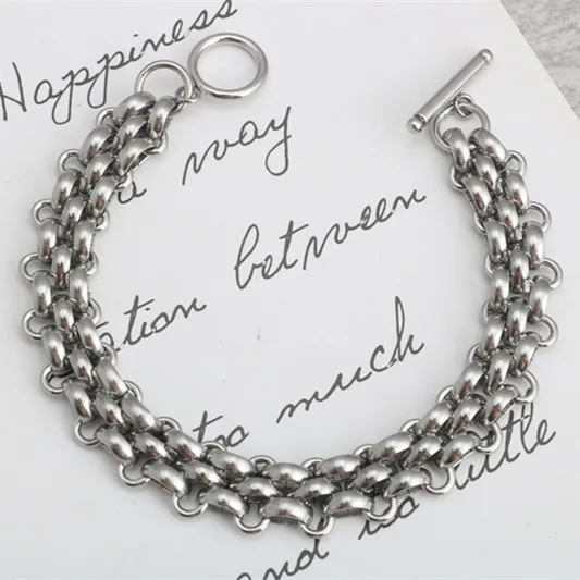 Модное кольцо из нержавеющей стали OT пряжки часы цепи панк стиль ручная работа