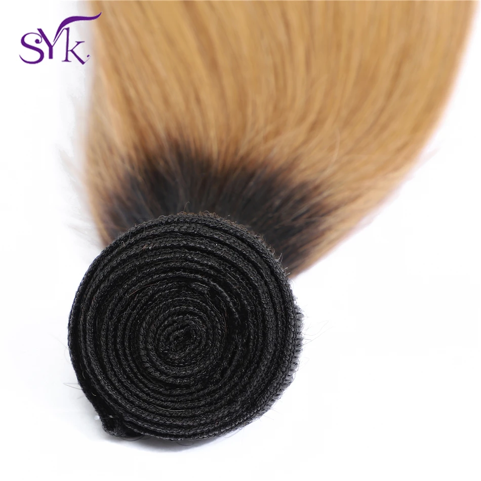 SYK прямые волосы Омбре пучки бразильские человеческие плетение T1B/27 1 шт