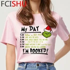 Рождественская футболка с коротким рукавом забавные Гринч футболка для женщин с милыми буквами Гринч Harajuku Ullzang 90s футболка каваи Топы для женщин