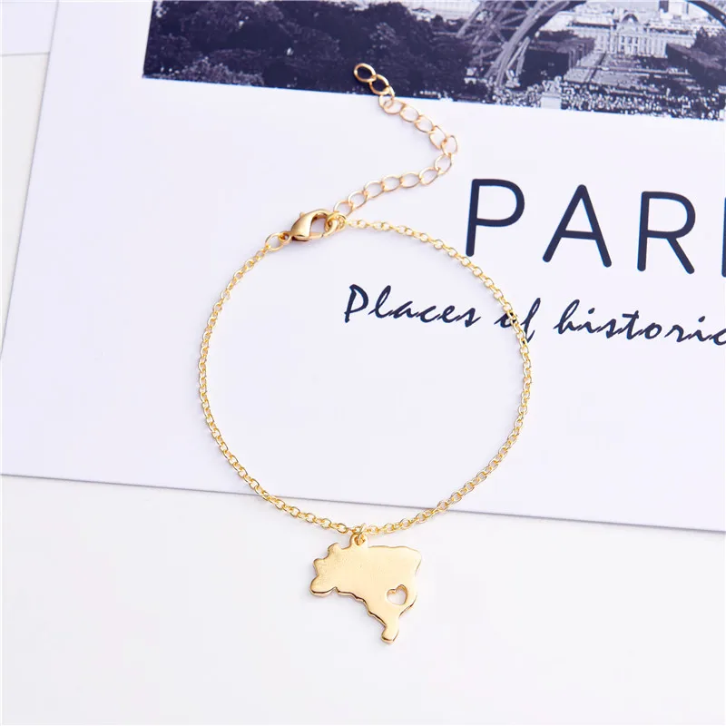 Маленькие азиатские страны карта Израиль браслет очарование полые контуры Прайд