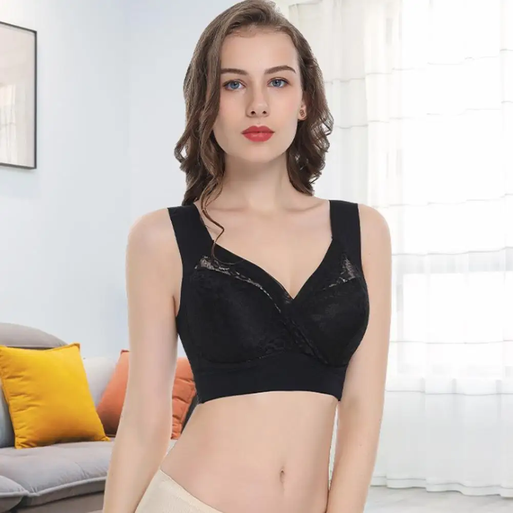 Беспроводной бюстгальтер фиксированный двойной плечевой ремень топа с полной