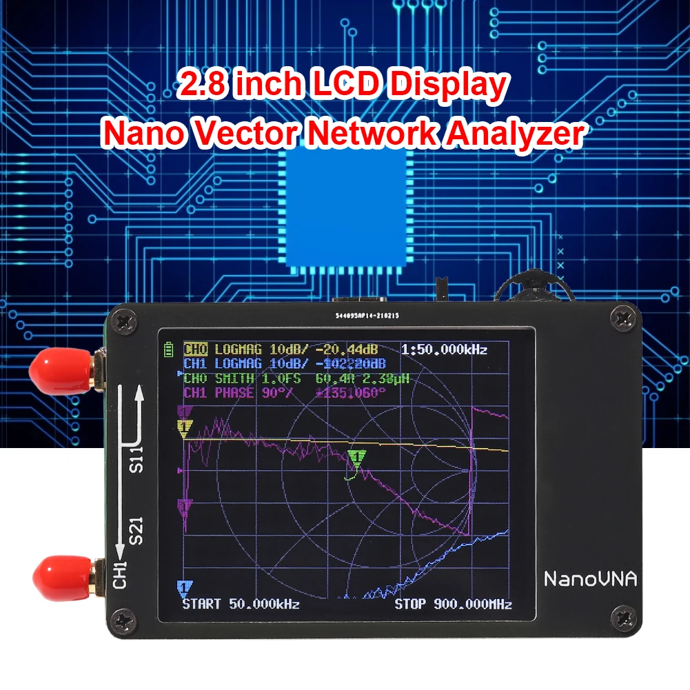 

2.8 inch LCD Display Nano VNA VNA HF VHF UHF UV Vector Network Analyzer with SMA Male to Male RG174 Radio Frequency Cable