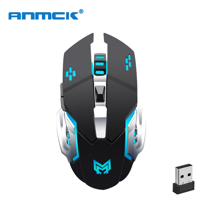 Anmck Беспроводная перезаряжаемая игровая мышь компьютерная 2,4 ГГц оптическая RGB Mause геймерская эргономичная игровая мышь для настольного ноутбука