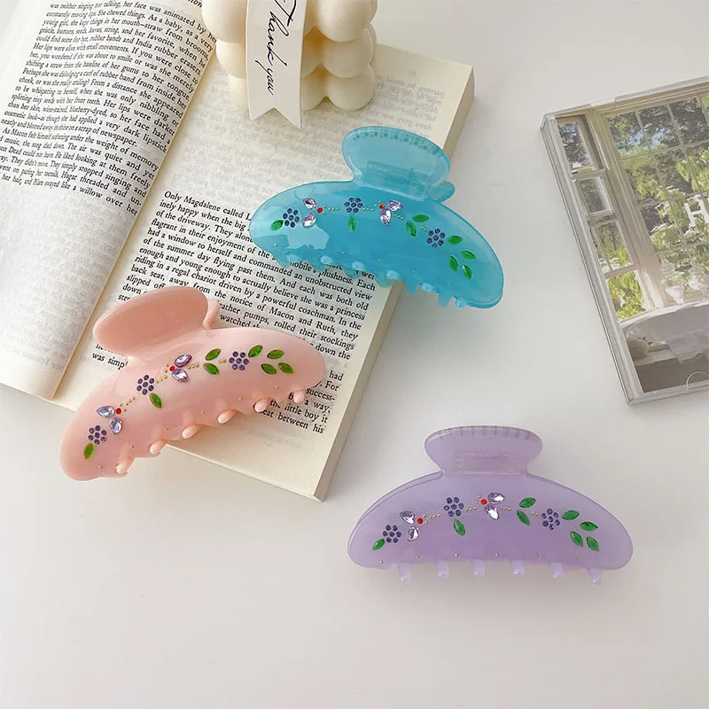 

Корейский модный красочный Стразы цветочный лист узор геометрический акриловый зажим для волос заколка для волос для женщин модные аксесс...