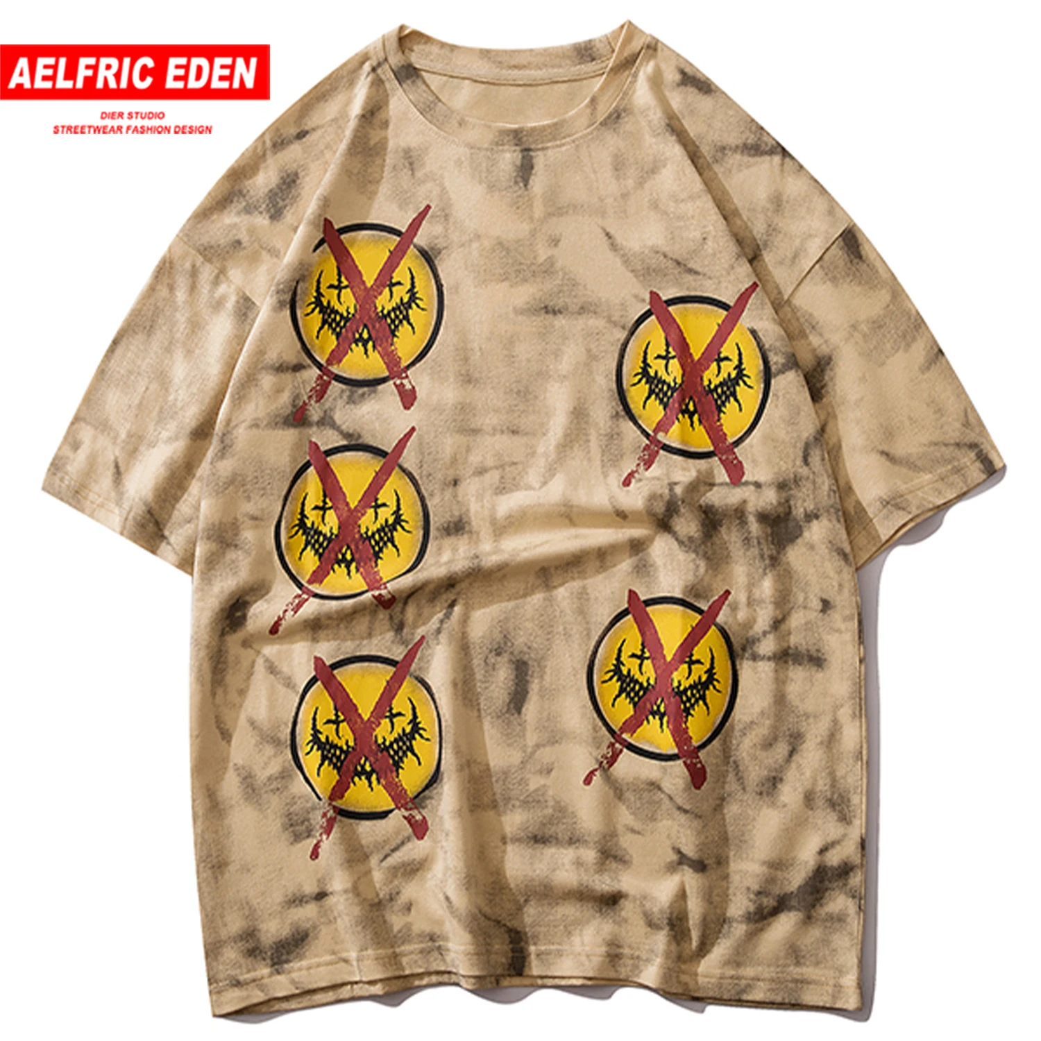 Aelfric Eden Tie Dye Smile Футболка с принтом Мужская модная уличная одежда повседневные